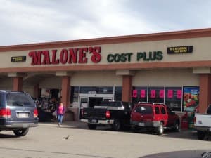 Malone's Cost Plus storefront in Dallas, Texas