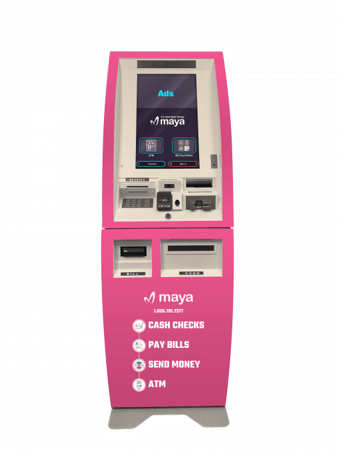 Maya kiosk with integrated services