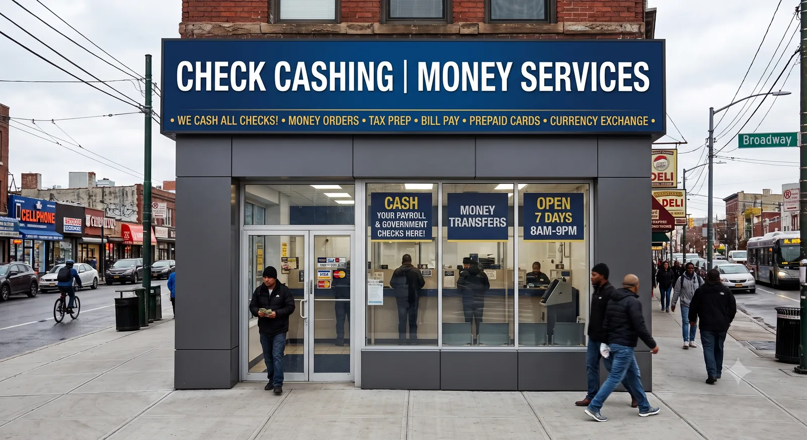 Check cashing and money services storefront