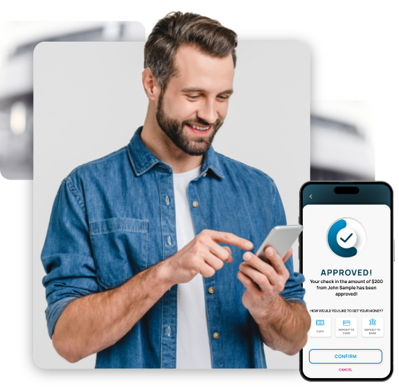 Happy caucasian young man using smart phone cellphone for calls, social media, mobile application online isolated in white background