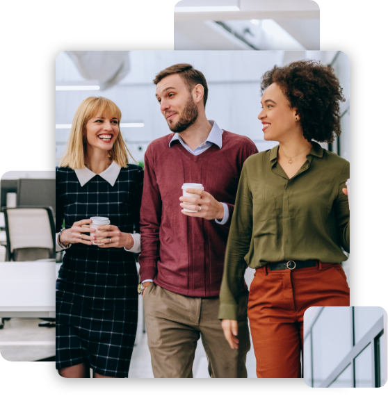 Group of coworkers having a coffee break